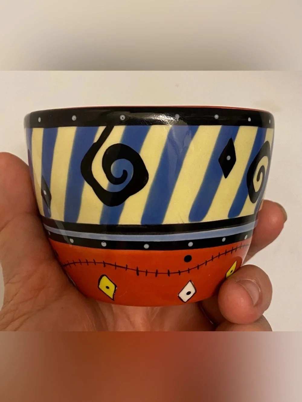 Southwestern Bella Casa By Ganz Multicolored Ceramic Bowl Mini 3”x2.5” Tall
